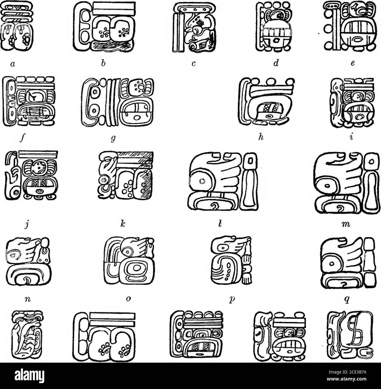 . An introduction to the study of the Maya hieroglyphs . e same figure; and(3) the hand, which appears as the main element in the forms shownin figure 37, j-q. The two first of these never stand by themselvesbut always modify some other sign. The first (fig. 37, a-h, t) is alwaysattached to the sign of the period whose end is recorded either as a 1 This method of dating does not seem to have been used with either uliial or kin period endings, probablybecause of the comparative frequency with which any given date might occur at the end of either of thesetwo periods. 78 BUREAU OF AMERICAN ETHNOL Stock Photo