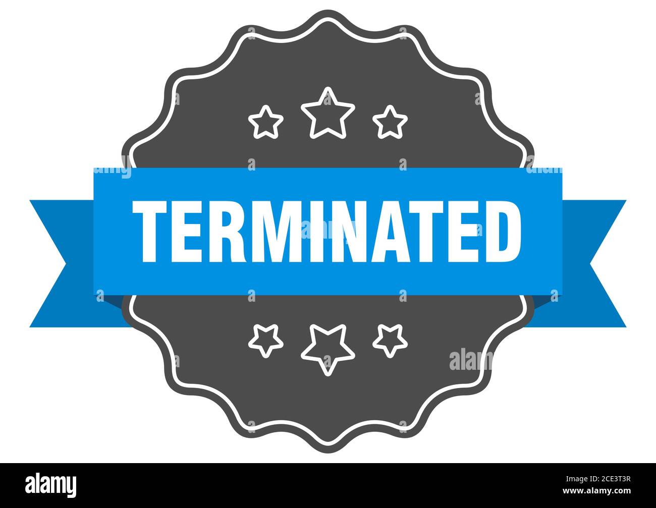 terminated label. terminated isolated seal. Retro sticker sign Stock ...