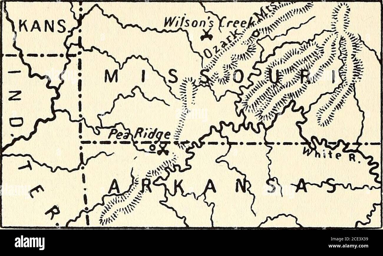 . Die Deutschen im amerikanischen Bürgerkriege : (Sezessionskrieg 1861-1865) . els 3 -Abteilung gerettet und bald mit den Kameraden im Sugar Creek-Tale vereinigt. Die feindliche Armee van Dorns hatte ihre alte Einteilungin zwei Korps beibehalten. Das eine Korps, bestehend aus den /Truppen von Louisiana, Texas und Arkansas sowie den indianischenHilfstruppen, führte Mc Culloch, das andere Korps bestand ausMissourier Konföderierten unter Price. Im wesentlichen warendas dieselben Heere, welche den Sieg bei Wilsons Creek über Lyonund Sigel erkämpft hatten. Doch war die Übermacht des Feindesweit ger Stock Photo