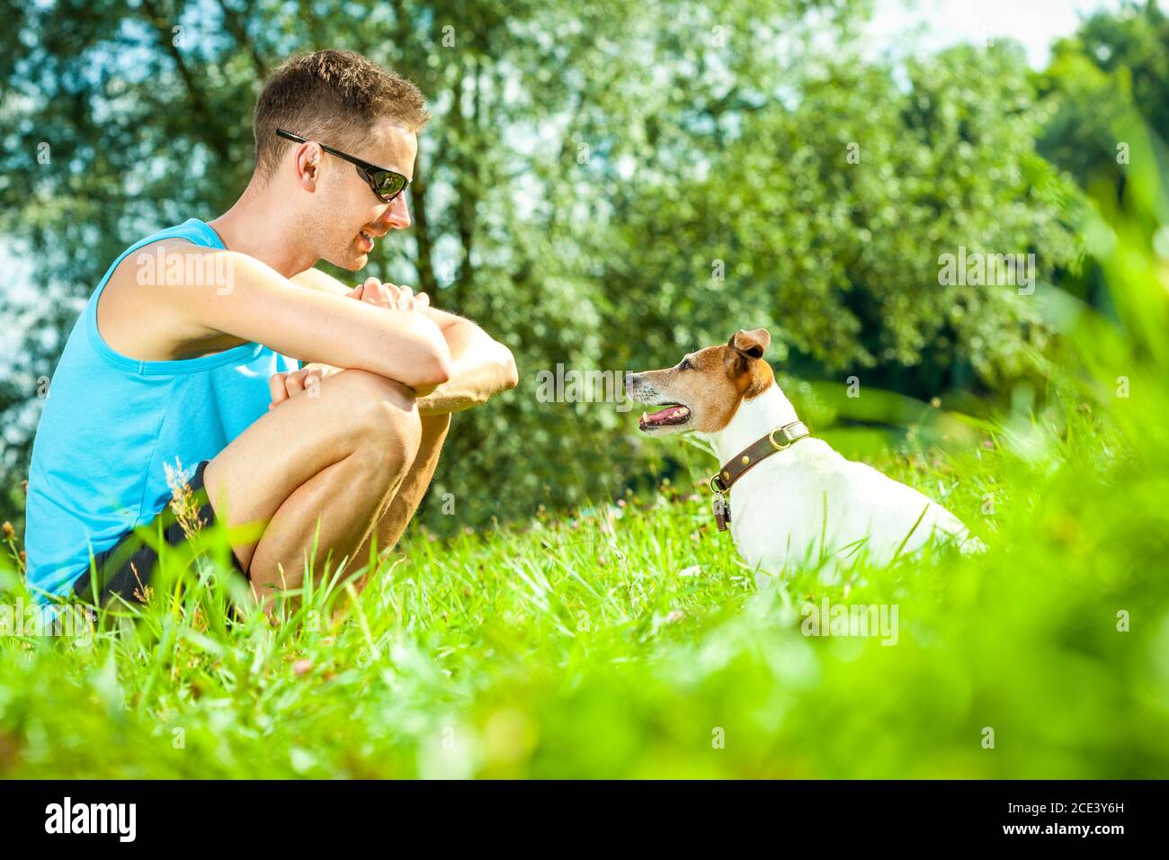 dog and owner training Stock Photo Alamy