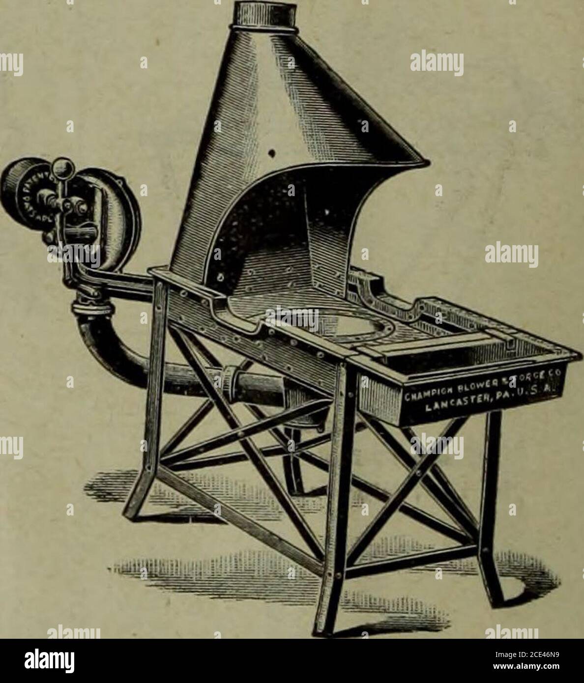 Hardware merchandising (January-March 1908) . No. 400 CHAMPION BLOWER This  Blower has revolutionized the world in making hand blast.The adjustable  ball-bearings are made from the highest grade tool steel. Thecup and