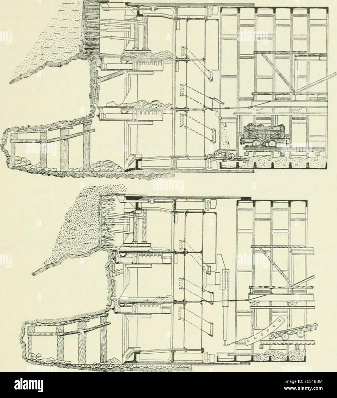 . Shield and compressed air tunneling . mes polings were placed over