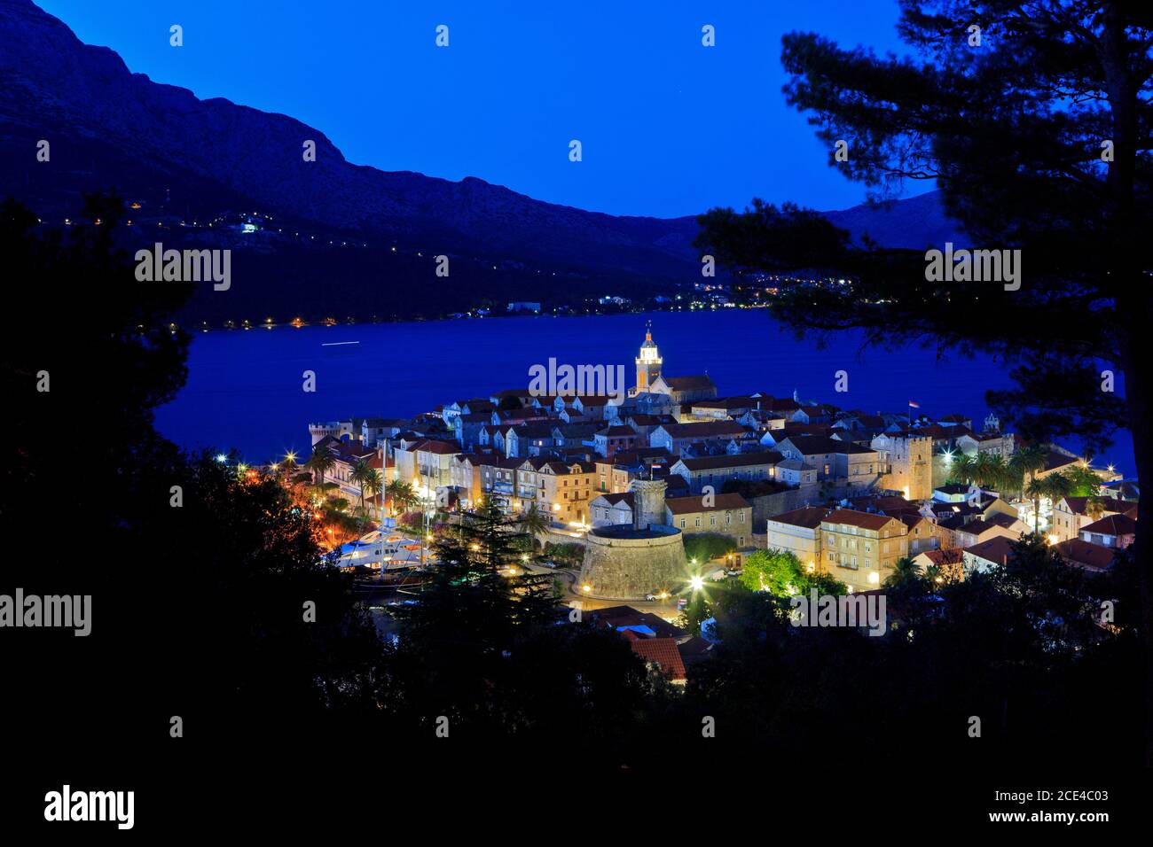 Panoramic view across the picturesque town of Korcula (Dubrovnik-Neretva County), Croatia Stock Photo