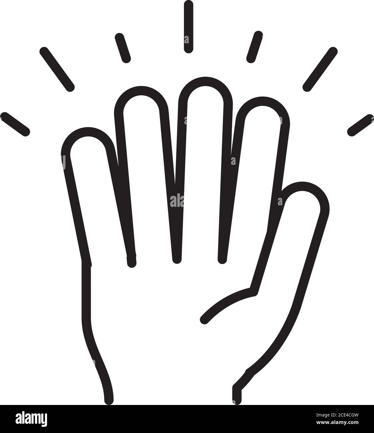 hand showing five fingers, line icon design vector illustration Stock