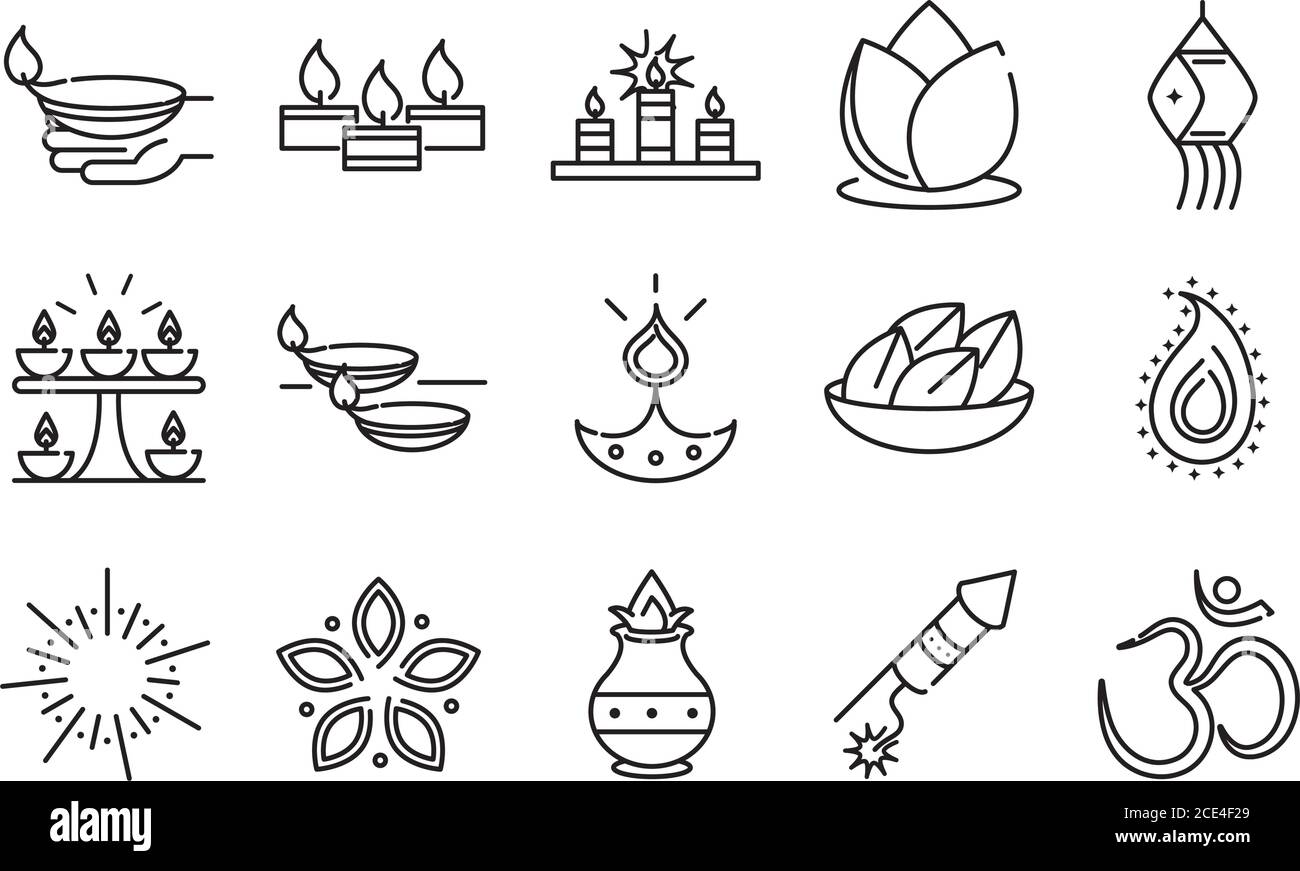 diwali black and white clipart