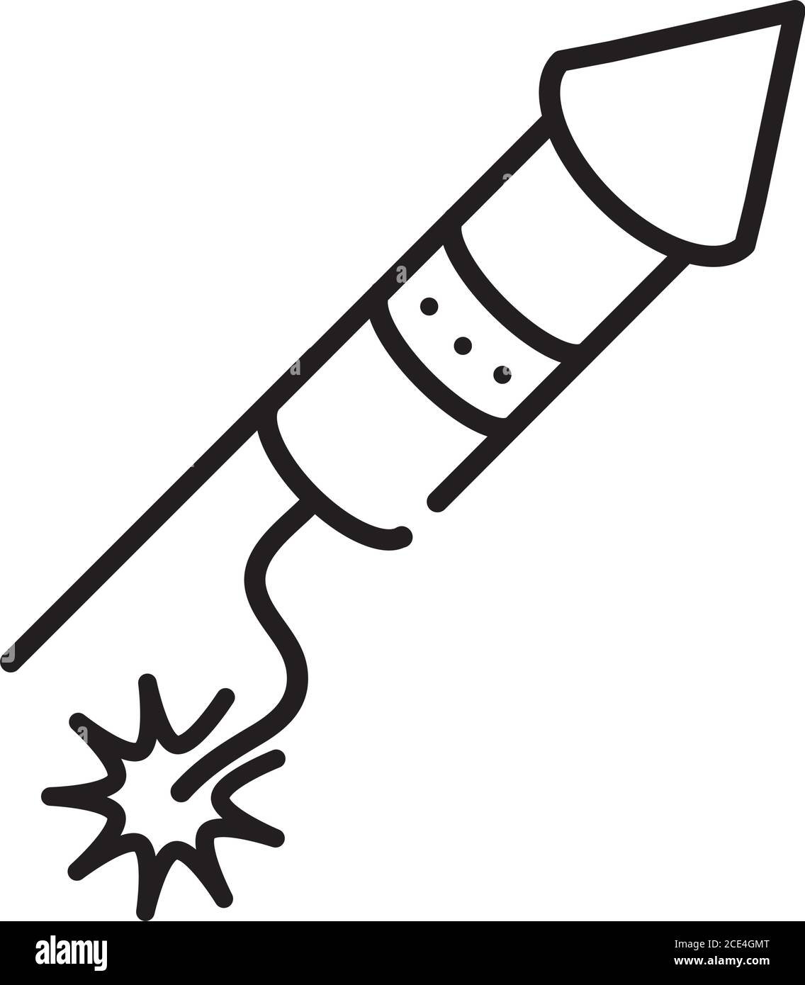 fireworks celebration happy party event line style icon vector ...