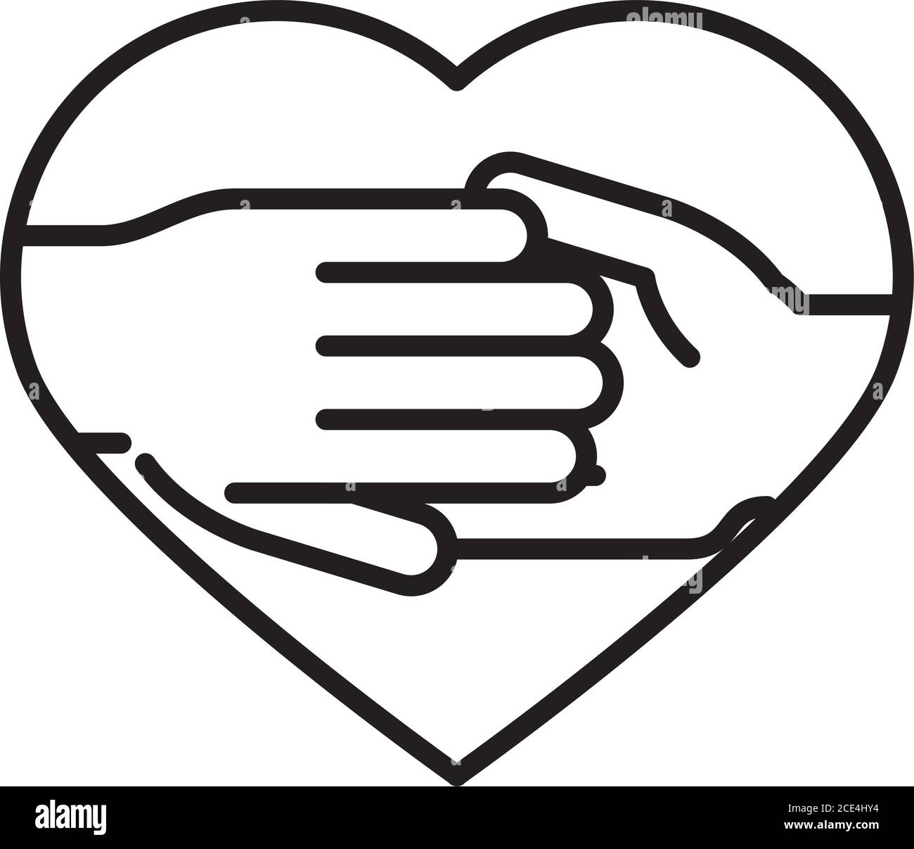 hands together in heart human rights day, line icon design vector ...