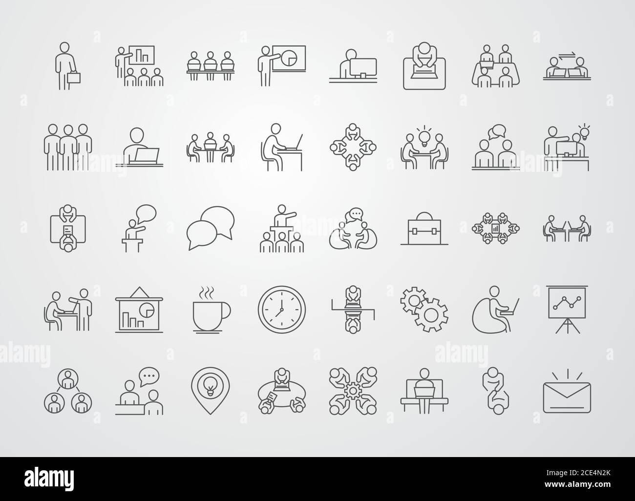 coworking office business workspace, line icons design vector ...