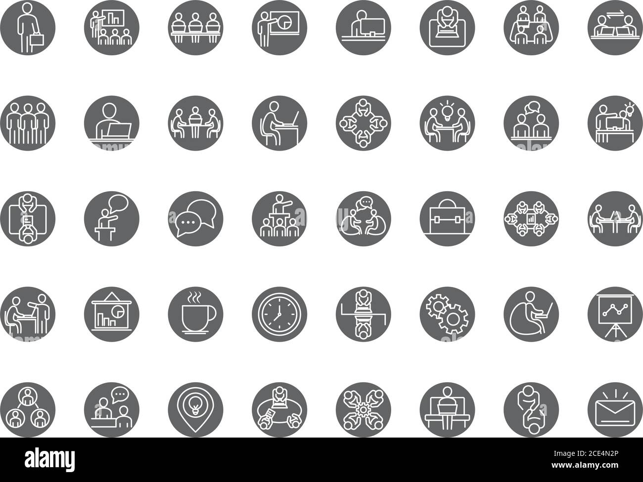 coworking office business workspace, line icons design vector ...