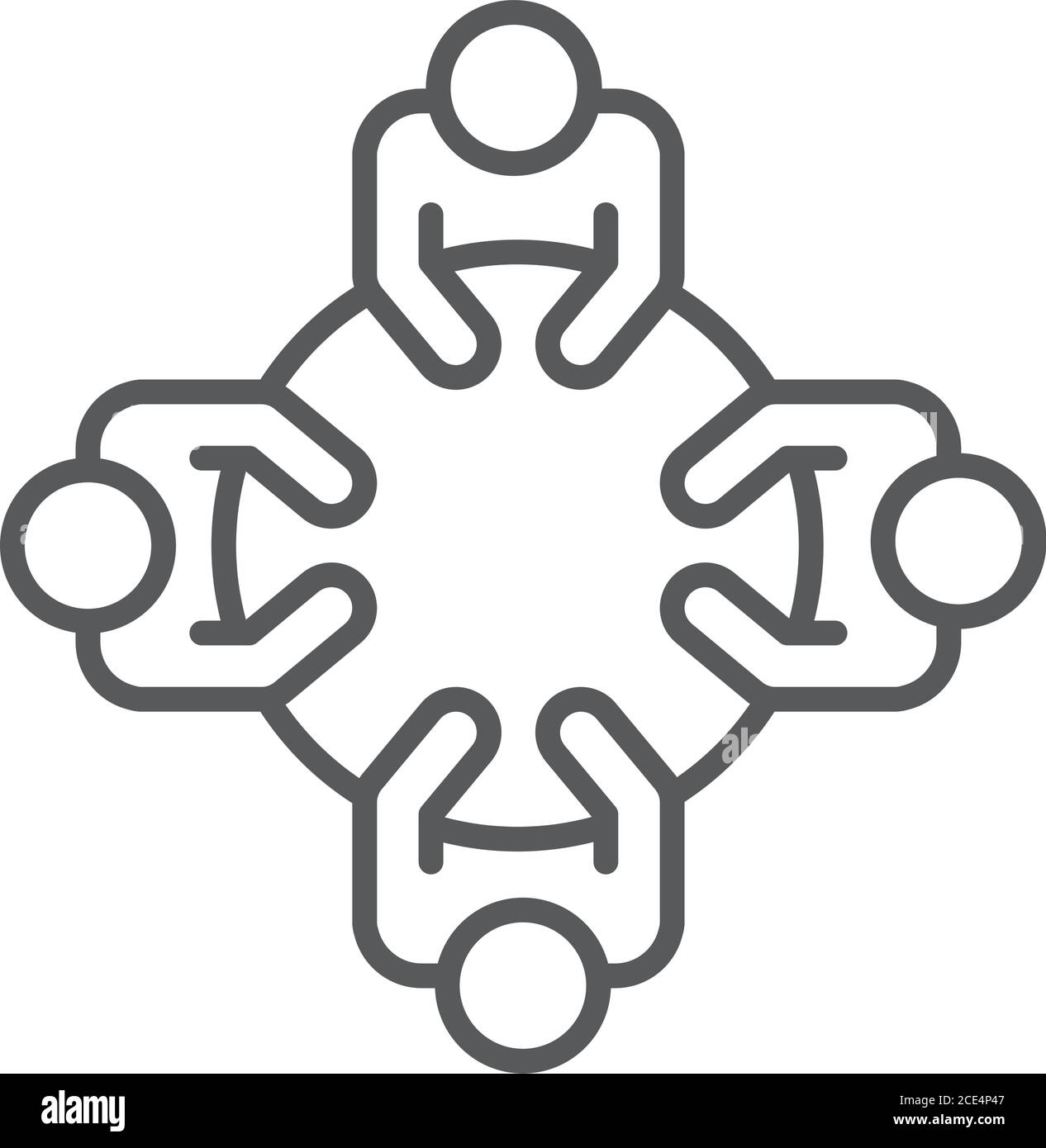 People Working Together Coworking Office Business Workspace Line Icon