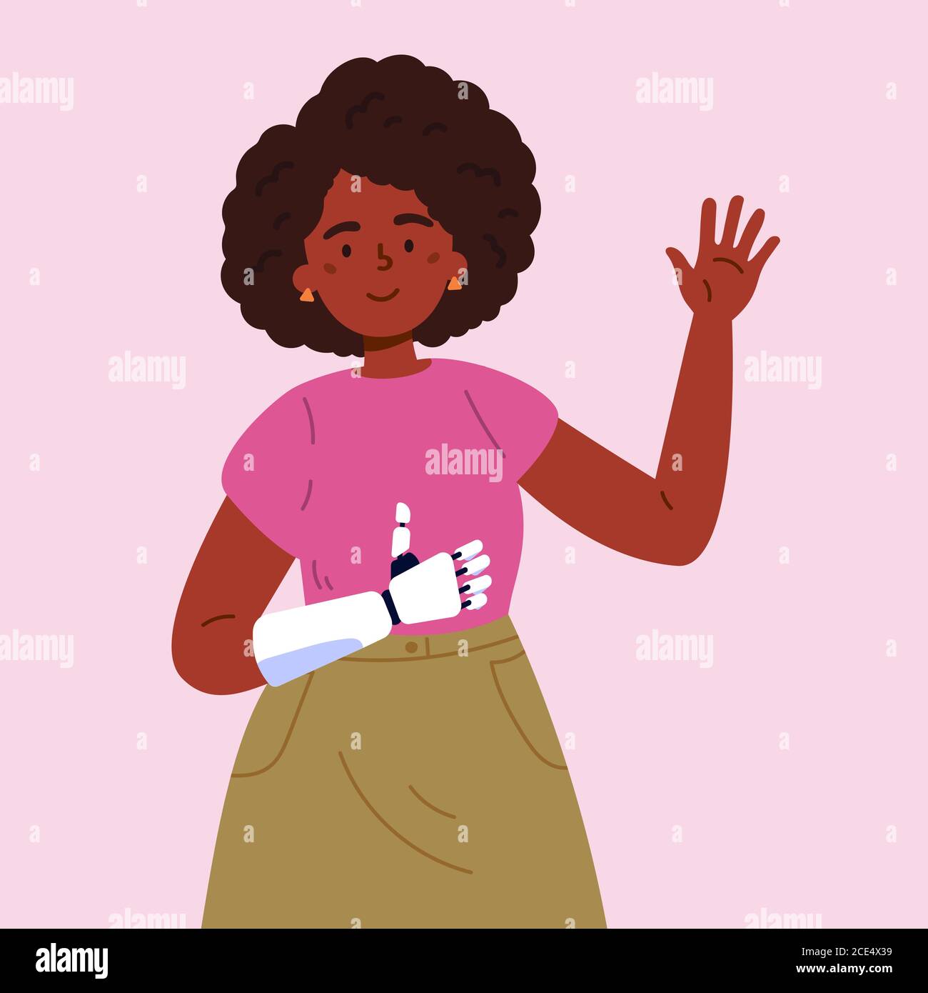 Young woman with artificial limb Stock Vector