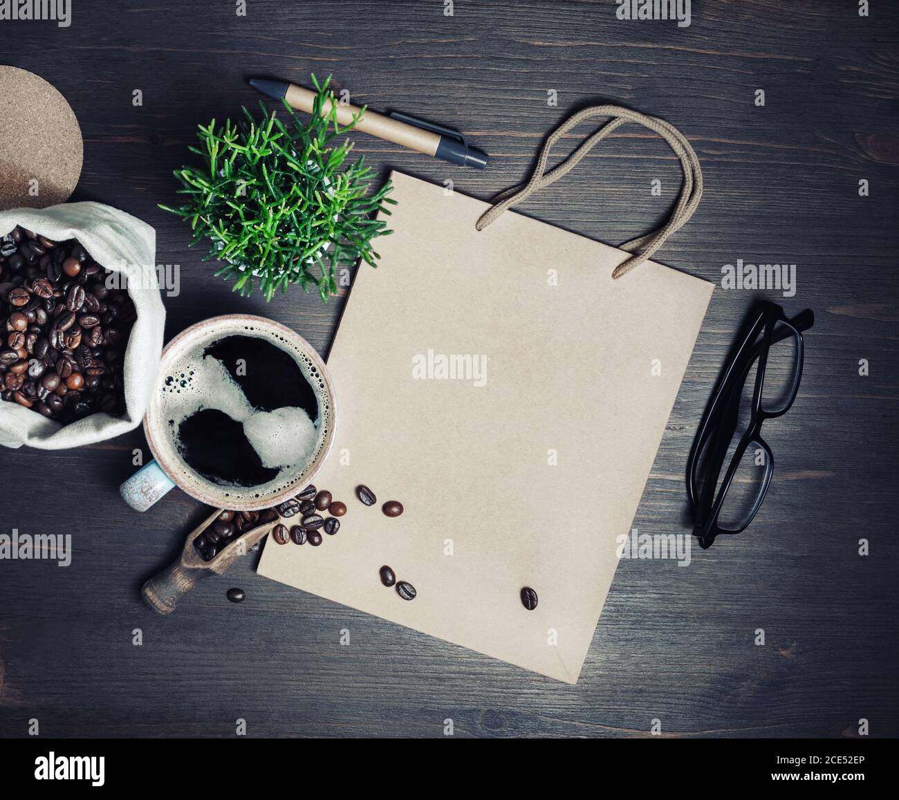 Kraft paper bag, coffee Stock Photo Alamy