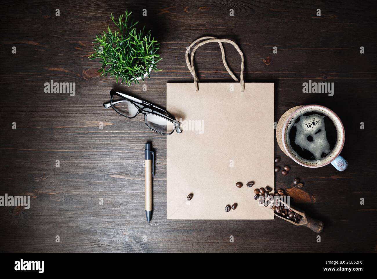 Kraft paper bag, coffee Stock Photo Alamy