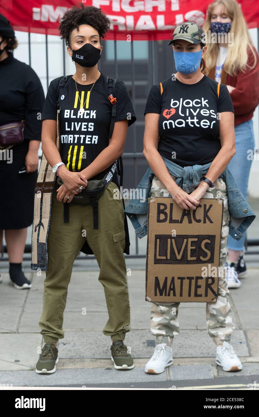 London, Britain. 30th Aug, 2020. Protesters take part in the Million People March demonstration in London, Britain, Aug. 30, 2020. Hundreds of demonstrators took to the streets of west London on Sunday in the Million People March to protest against systemic racism in the UK. Credit: Ray Tang/Xinhua/Alamy Live News Stock Photo