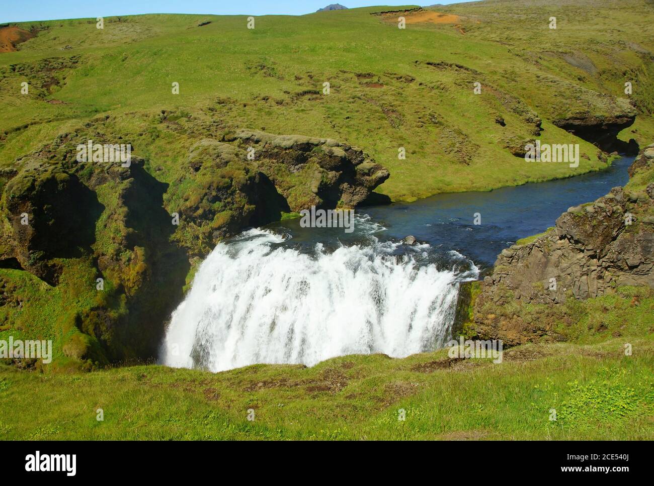 Section of the path Skogau Falls - Vic village, A fascinating summer hike in Iceland Stock Photo