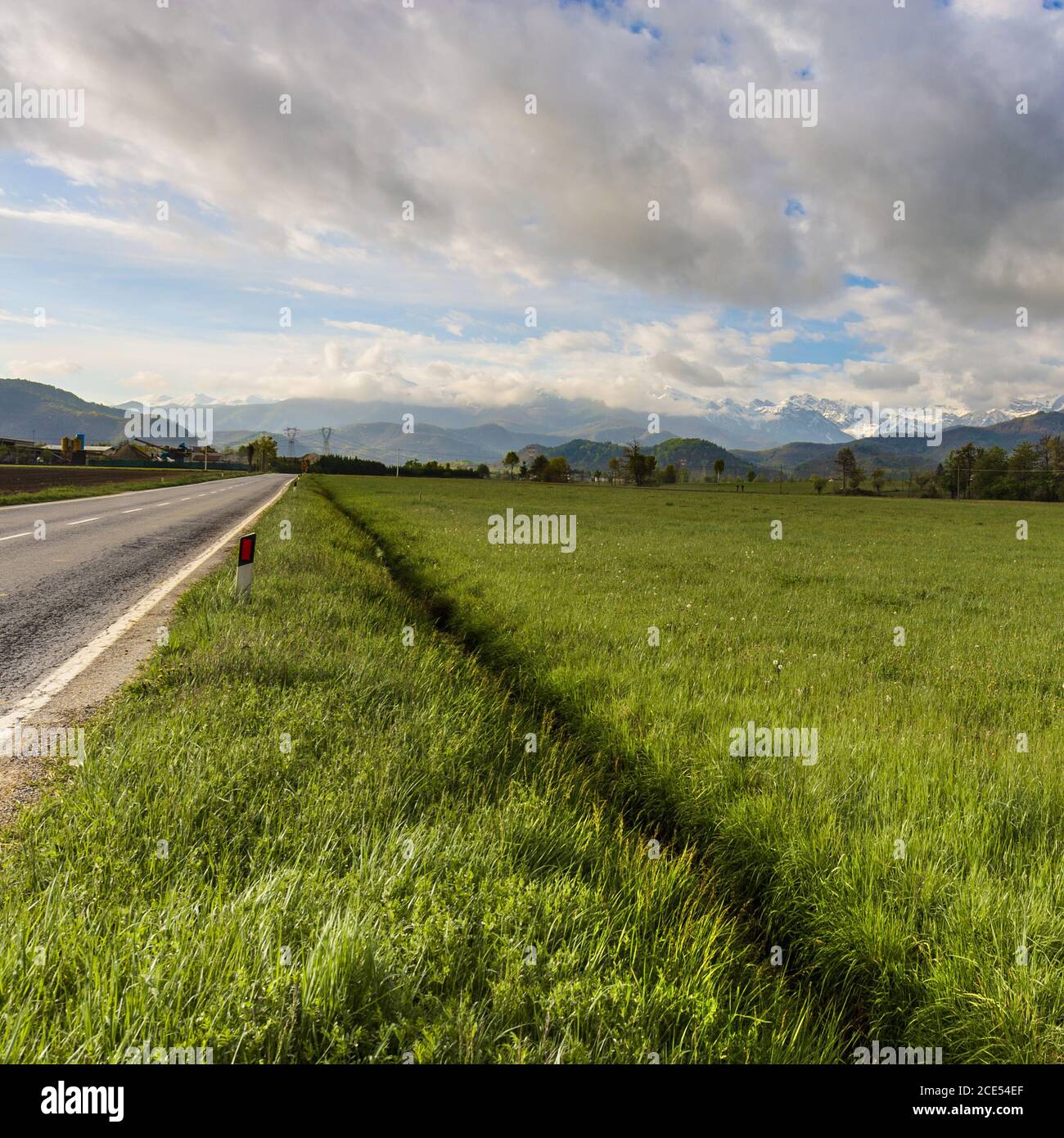 Mountain valley with road Stock Photo