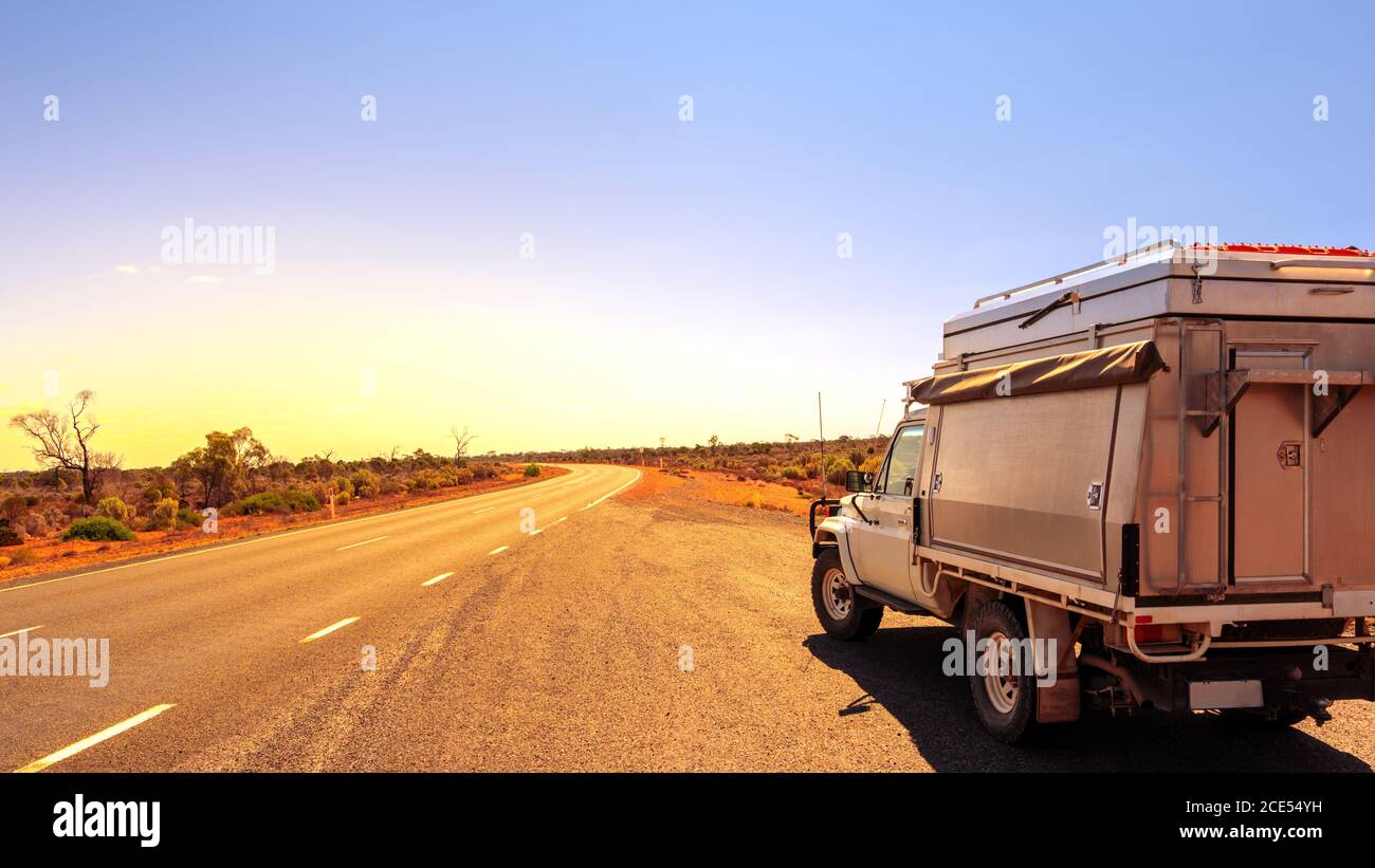 Australia road trip off road car Stock Photo