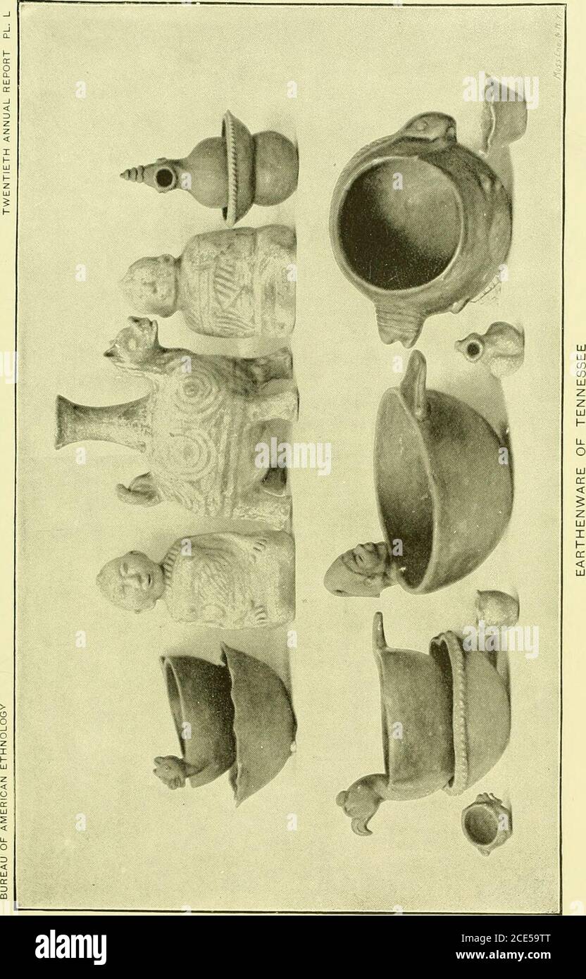 . Annual report of the Bureau of American Ethnology to the Secretary of the Smithsonian Institution . Ld LiJCOCOUJ UJ I- LUIE&lt; zu I H &lt; Hi. HOLMES] PAINTED VASES, MISSISSIPPI VALLEY 101 quite unnece^^siirv. since the genenil nature of all is so well understood.Definite explanations must come from u study of the present peopleand usages, and among- the Mississippi valley tribes there are no doubtmany direct suivivals of the ancient forms. Mr C. C. Willoughbyhas discussed this topic at length in a paper published in the .lournalof American Folk Lore. The same region furnishes many similars Stock Photo