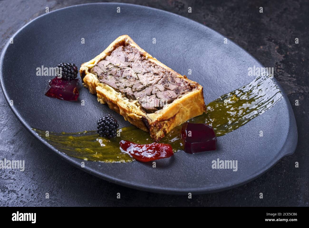 French pate en croute with goose liver Stock Photo