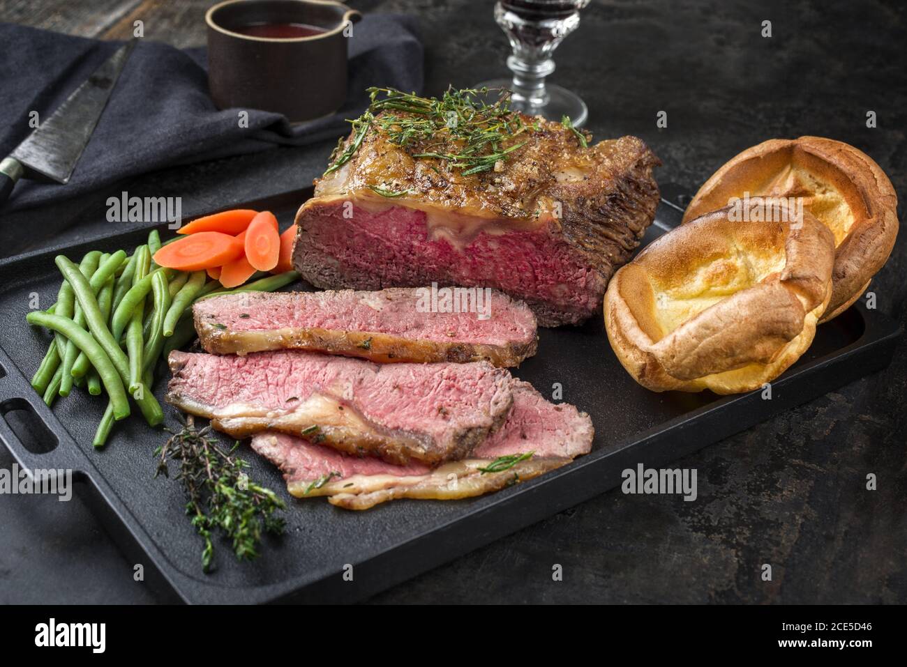 Traditional Commonwealth Sunday roast with sliced cold cuts roast beef