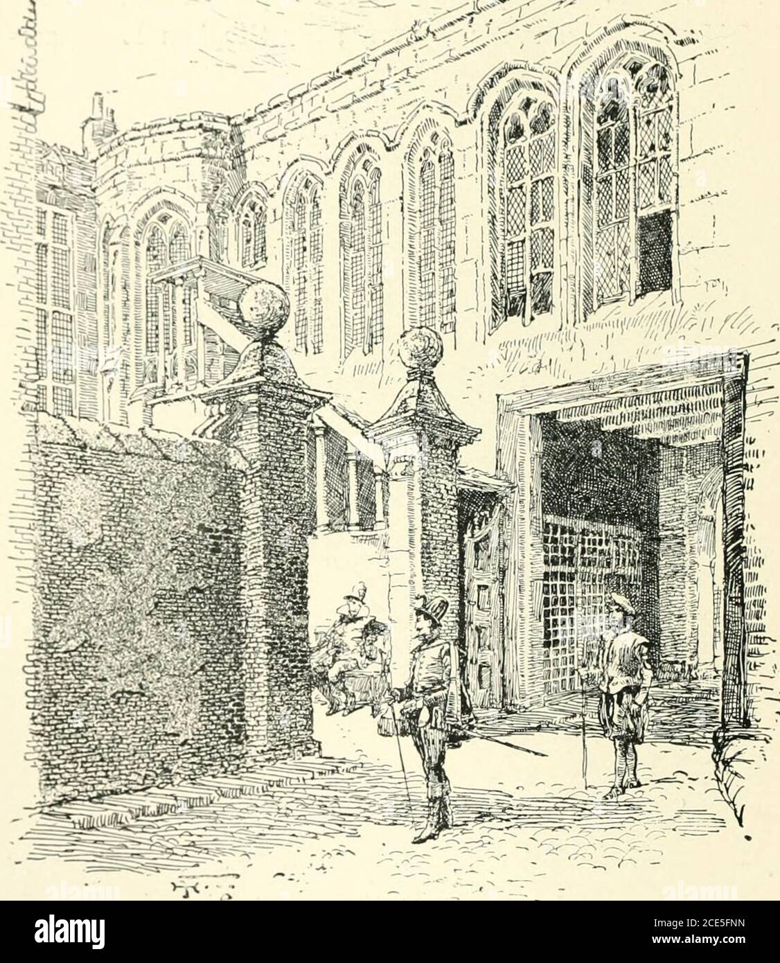 . London . CROSBY HALL De La Reole, built by merchants from Bordeaux—survivesthe name of a house where King Stephen lived in the shortintervals when he was not righting: King Richard II. gaveit to his mother, and called it the Oueens Wardrobe: he PLANTAGENET 141 afterwards assigned it to Leon III., King of Armenia, whohad been dispossessed by the Turks. Richard III. gave itto John, Duke of Norfolk, who lived here until his death atthe battle of Bosworth Field. There is no description of thehouse, which must have had a tower of some kind, and there Stock Photo