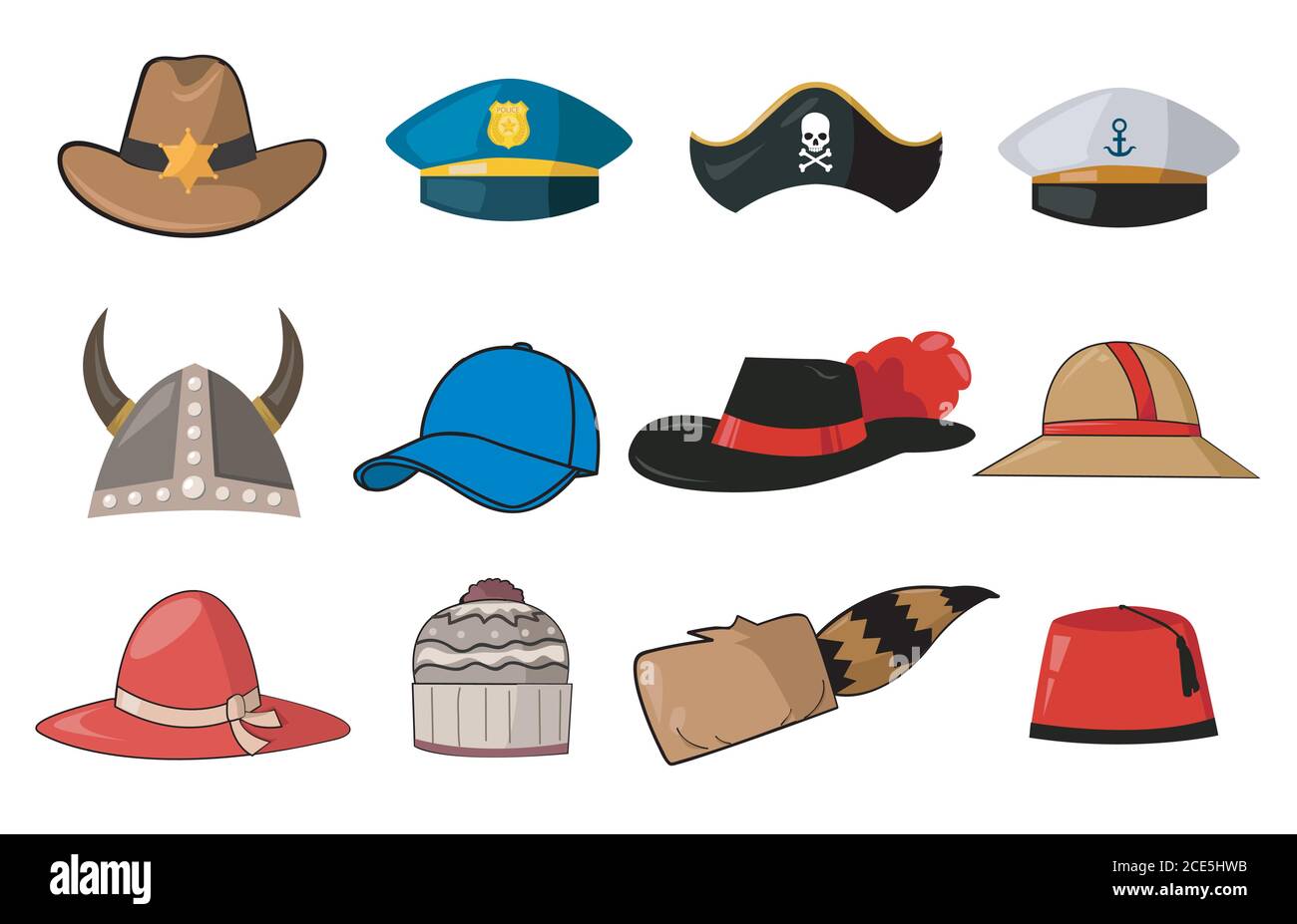 Various hats illustration icons Stock Vector Image & Art - Alamy