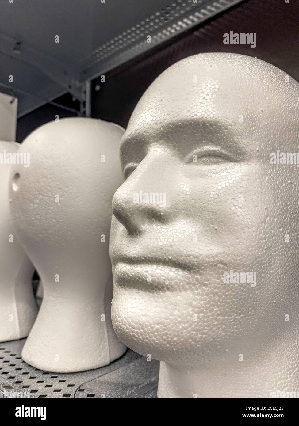 Male Styrofoam head on display in store Stock Photo Alamy