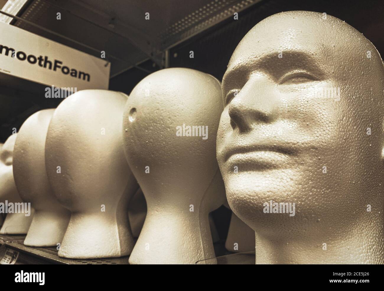 Male Styrofoam head on display in store Stock Photo Alamy