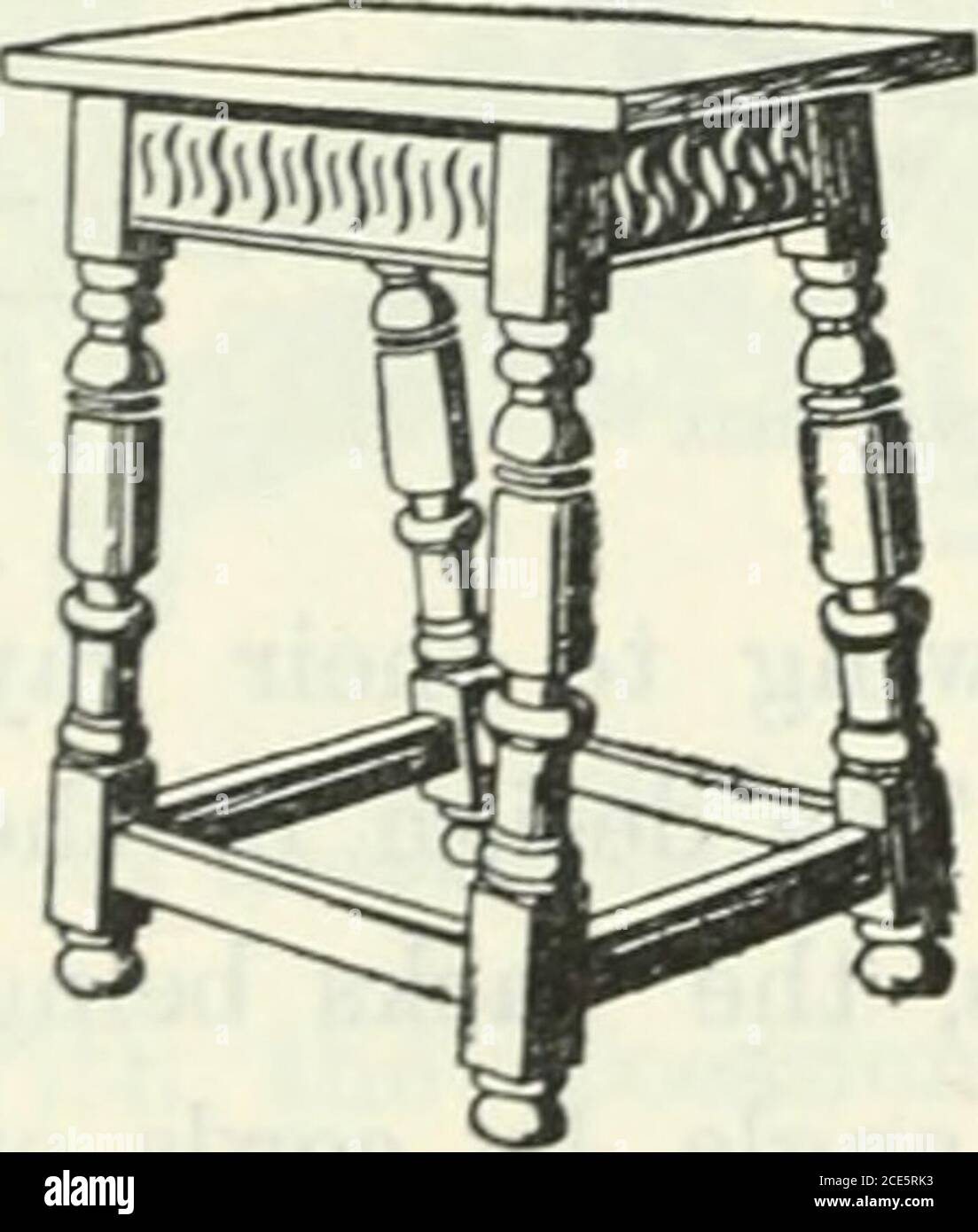 . The book of decorative furniture, its form, colour and history . in the Colour Plate of Knolefurniture. The latter design, which succeeding generations have foundit difficult to improve upon, considerably resembles a French pattern inuse during the days of Henri Quatre and Louis Treize. LOVE SEATS Love seats, to adopt the jocular term of their day for the doublechairs, were, in their genesis, merely enlarged chairs. Later Stuartdays witnessed their development into luxuriously upholstered shortsettees with high backs of twin pattern. STOOLS AND TABOURETS Stools or tabourets were made in imit Stock Photo