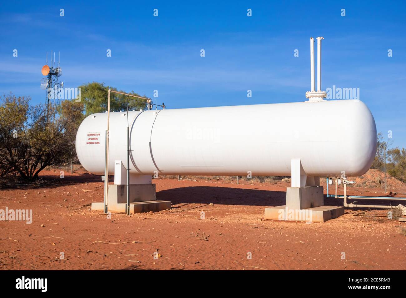 big white gas tank in Australia Stock Photo