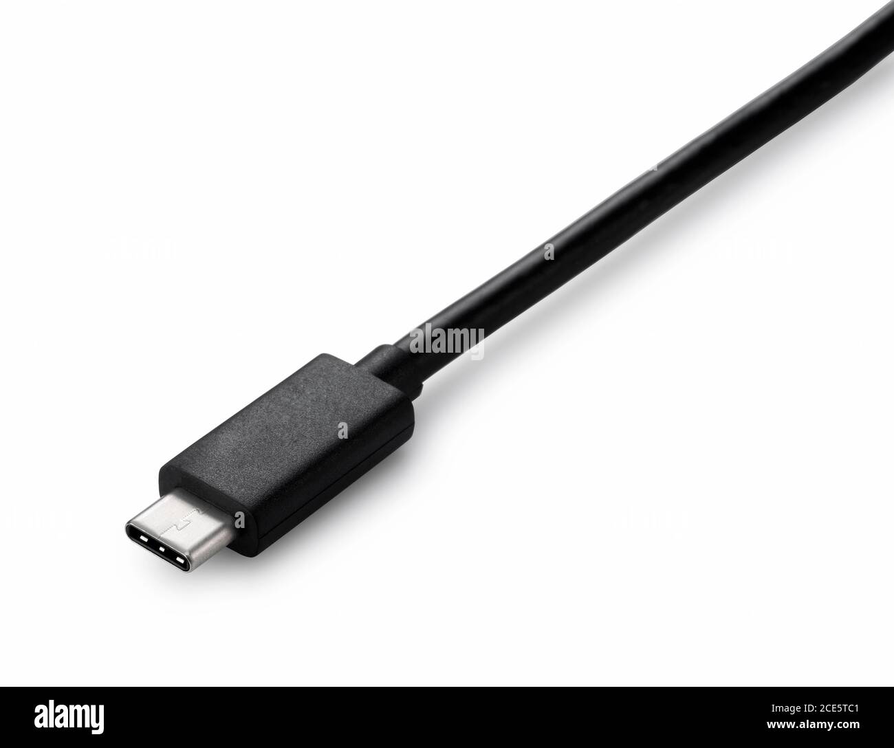 Shooting USB Type-c placed on a blue background from an angle Stock Photo