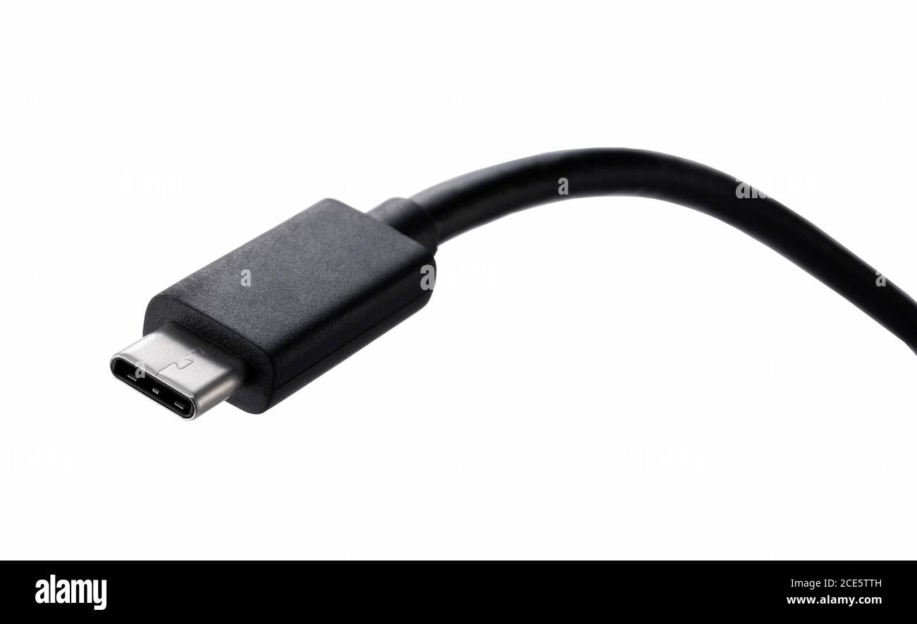 Shooting USB Type-c placed on a blue background from an angle Stock Photo