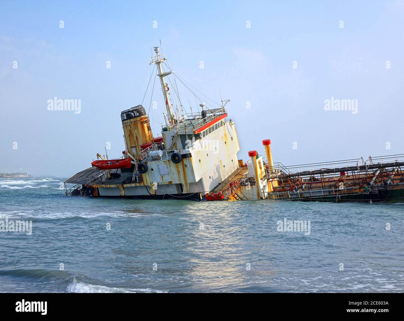 A diesel tanker ship has run aground in shallow waters Stock Photo Alamy
