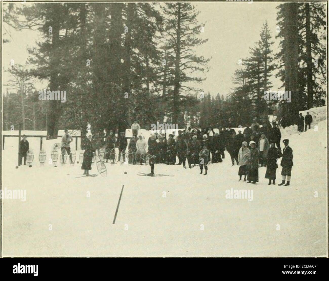Winter sports at Huntington Lake Lodge in the High Sierras; the story of  the first annual ice and snow carnival of the Commercial Club of Fresno,  California . Snow Shoeing and