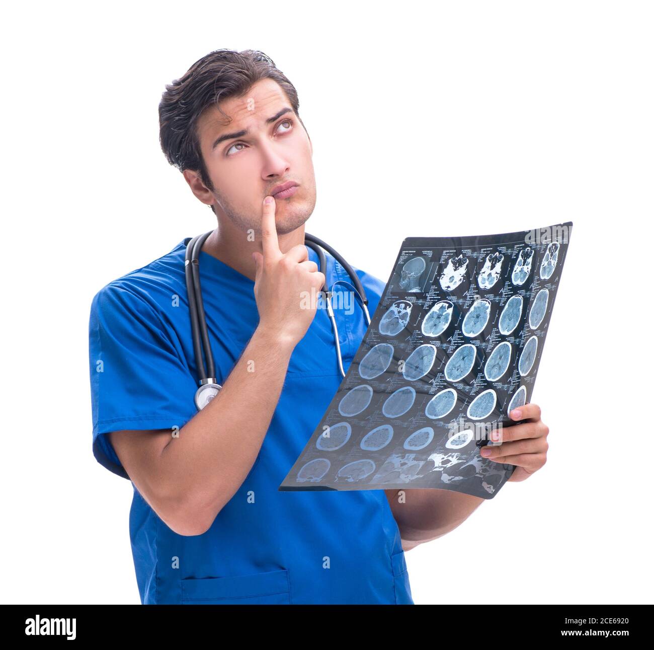 The radiologist doctor with x-ray image isolated on white Stock Photo ...