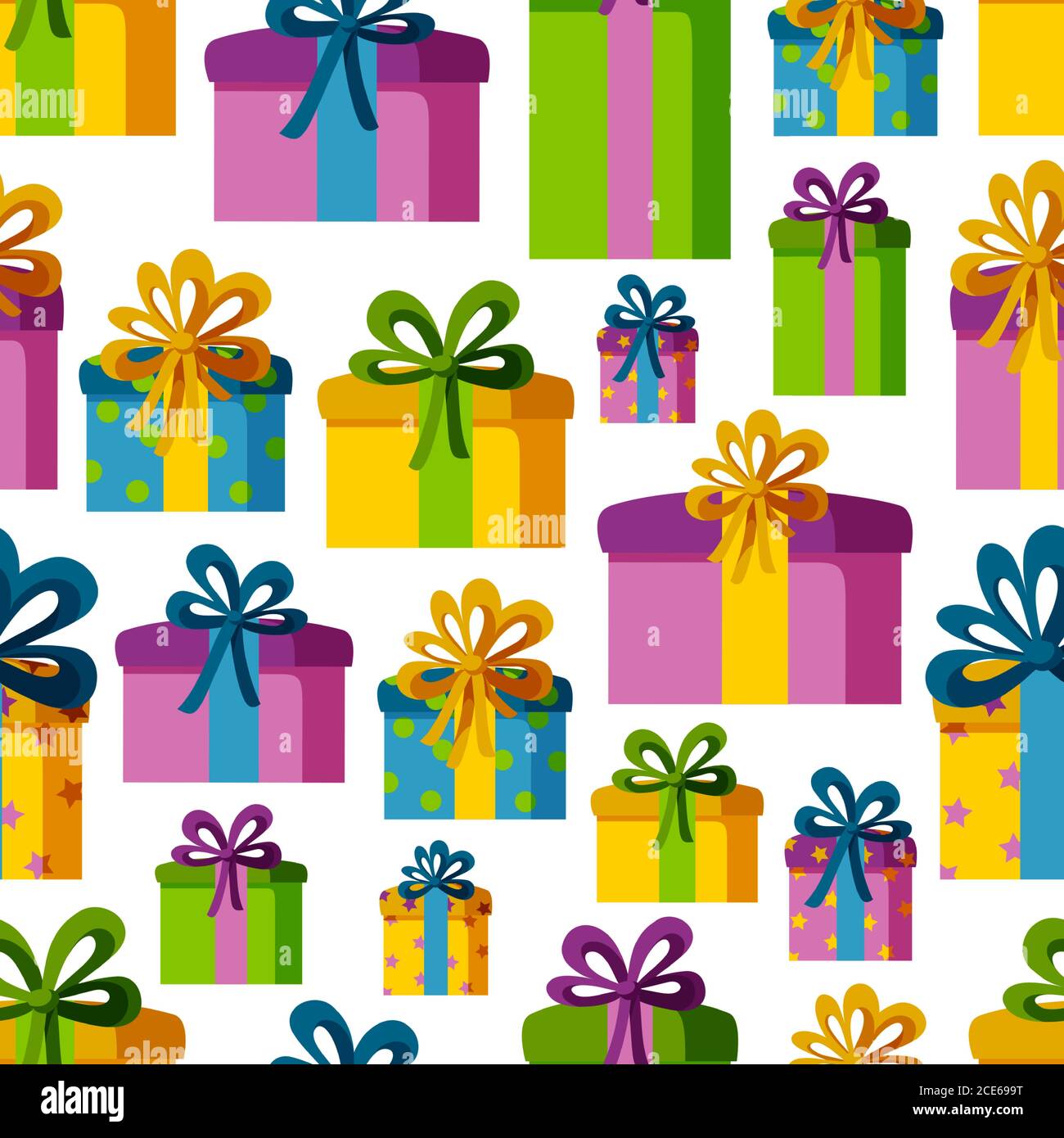 Seamless pattern with present boxes in colorful wrapping paper. Pattern ...