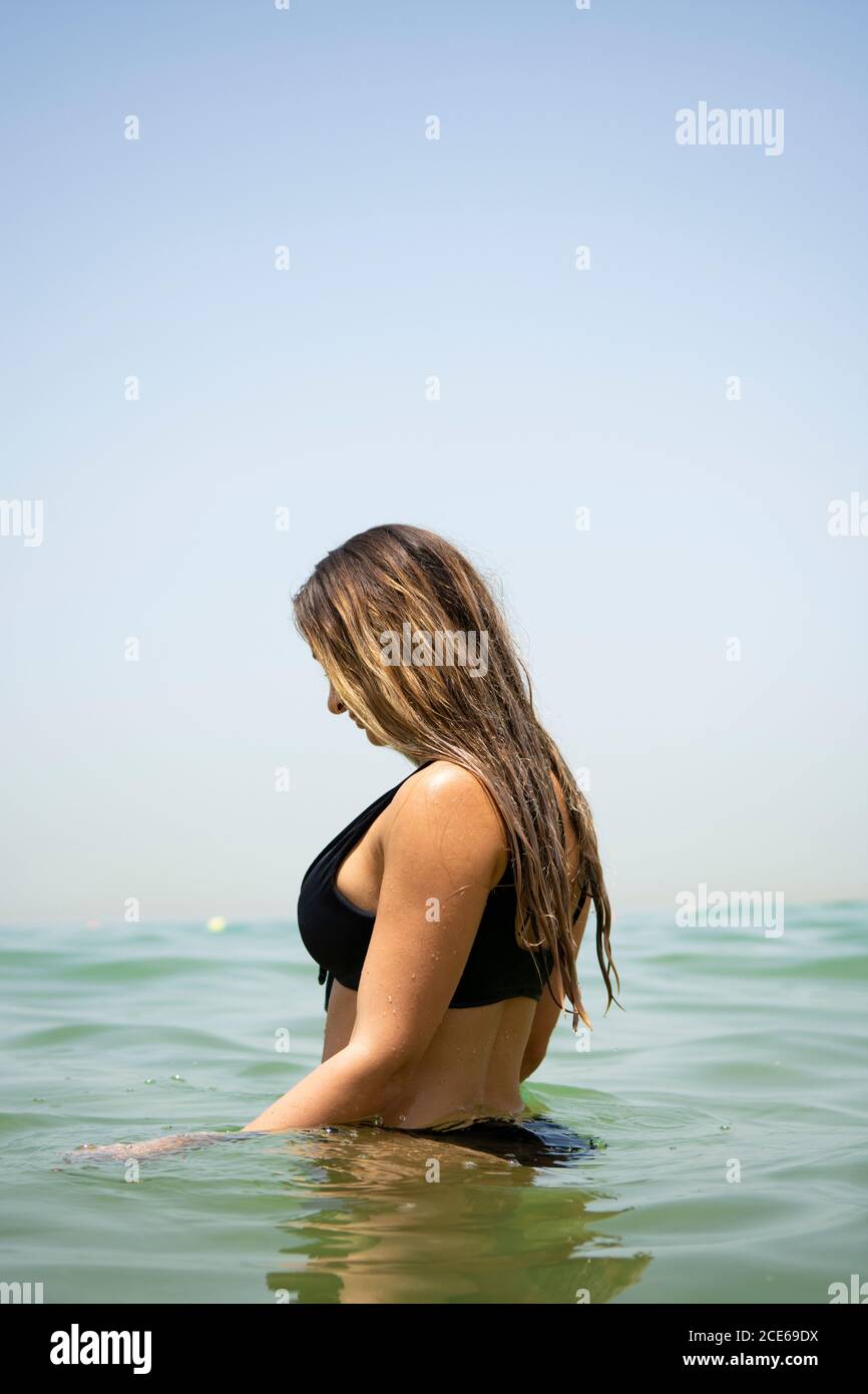Woman in the sea Stock Photo