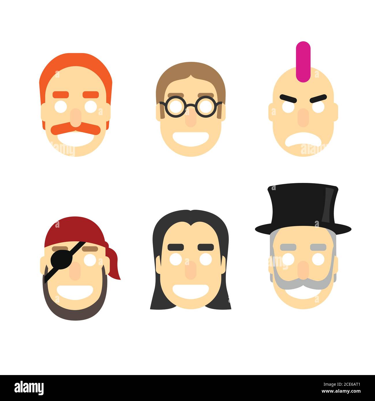 Set of avatars profile pictures flat icons. Vector illustration Stock ...