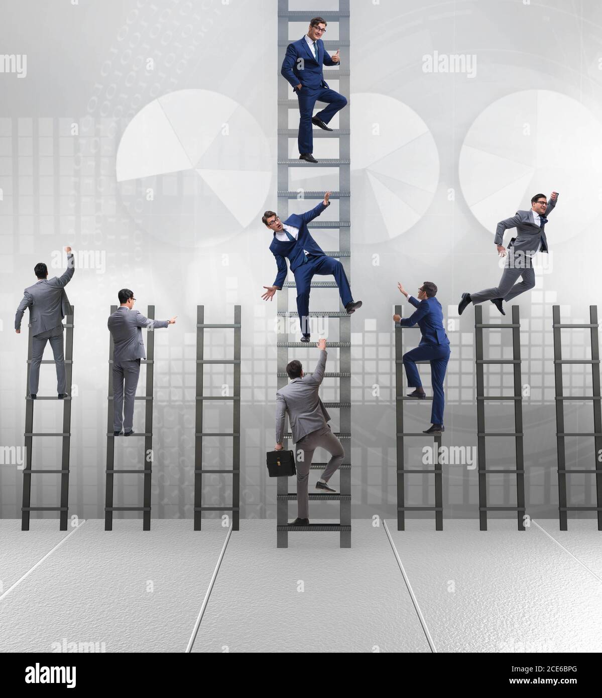 The competition concept with businessman beating competitors Stock ...