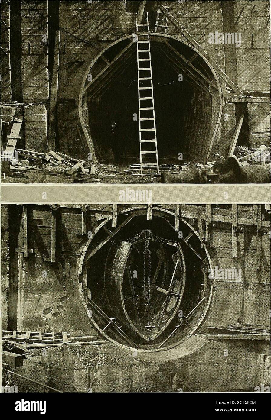 History of the Panama canal; its construction and builders . 1. Main shaft  for crushing plant at Porto Bello. 2. Stone breaker. (Supplied by the  Allis-Chalmers Company, Milwaukee, Wis.). Twenty-two-foot horseshoe