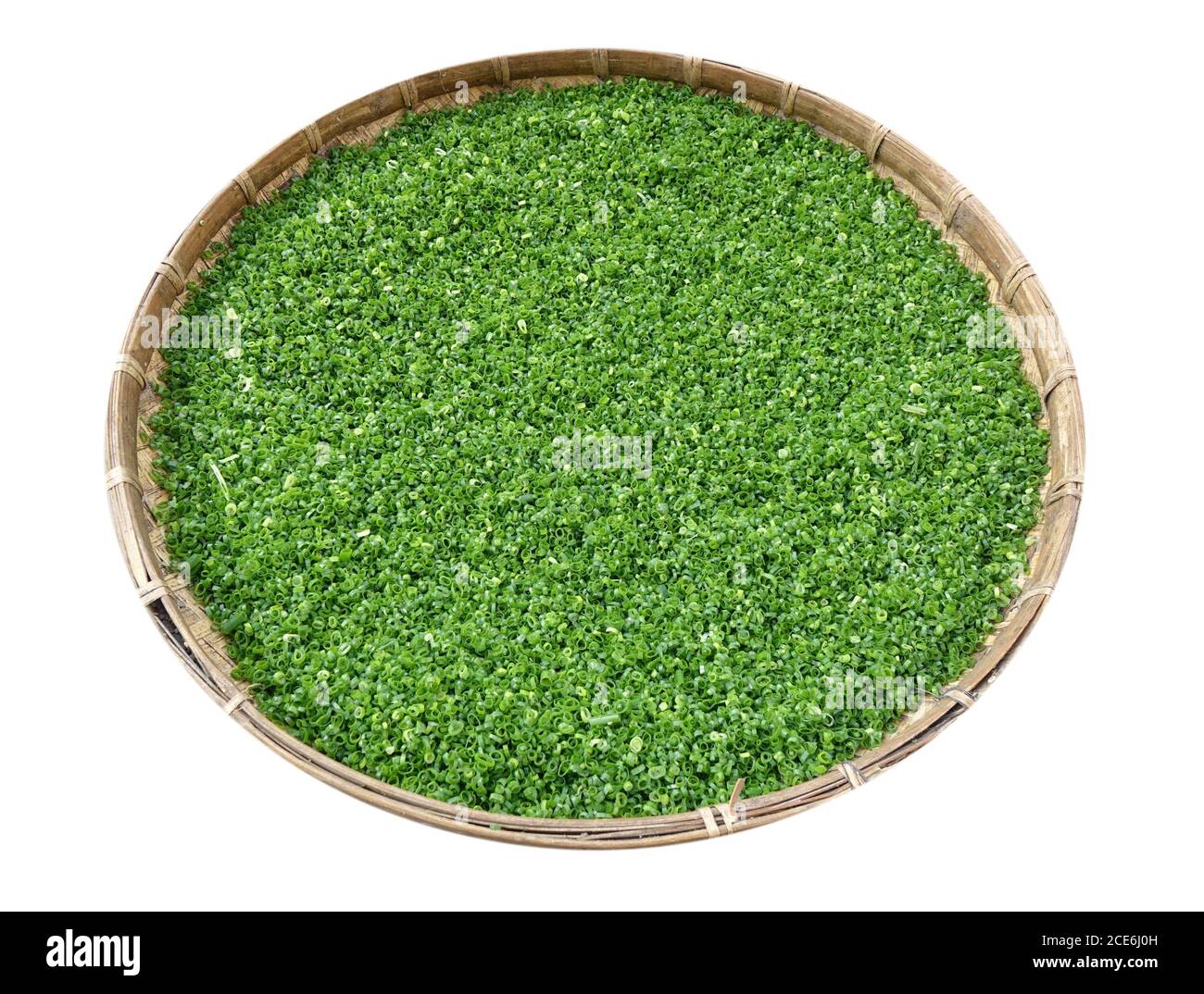 Finely chopped shallots or chives dry in the sun Stock Photo