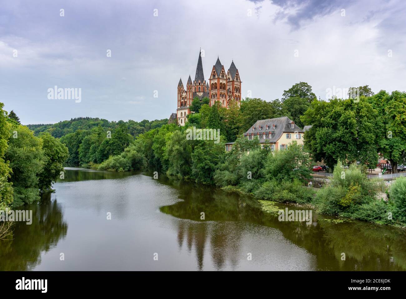 A view of the cathedral in Limburg on the Lahn River Stock Photo