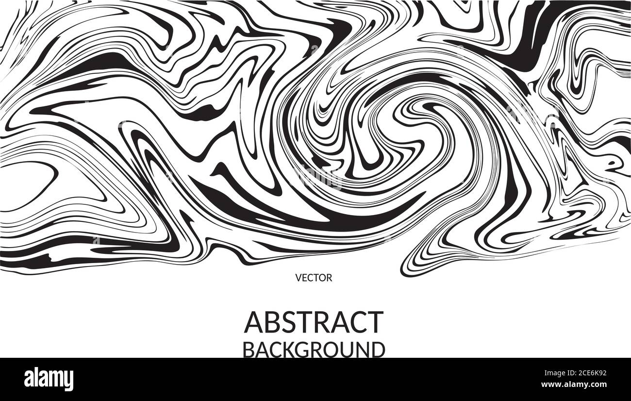 Vector abstract background black stripes zebra print effect on white background. Fluid art Stock Vector