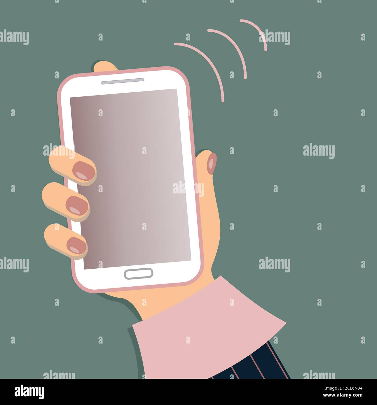 Mobile phone in woman hand. Smartphone call.vector illustration Stock Vector