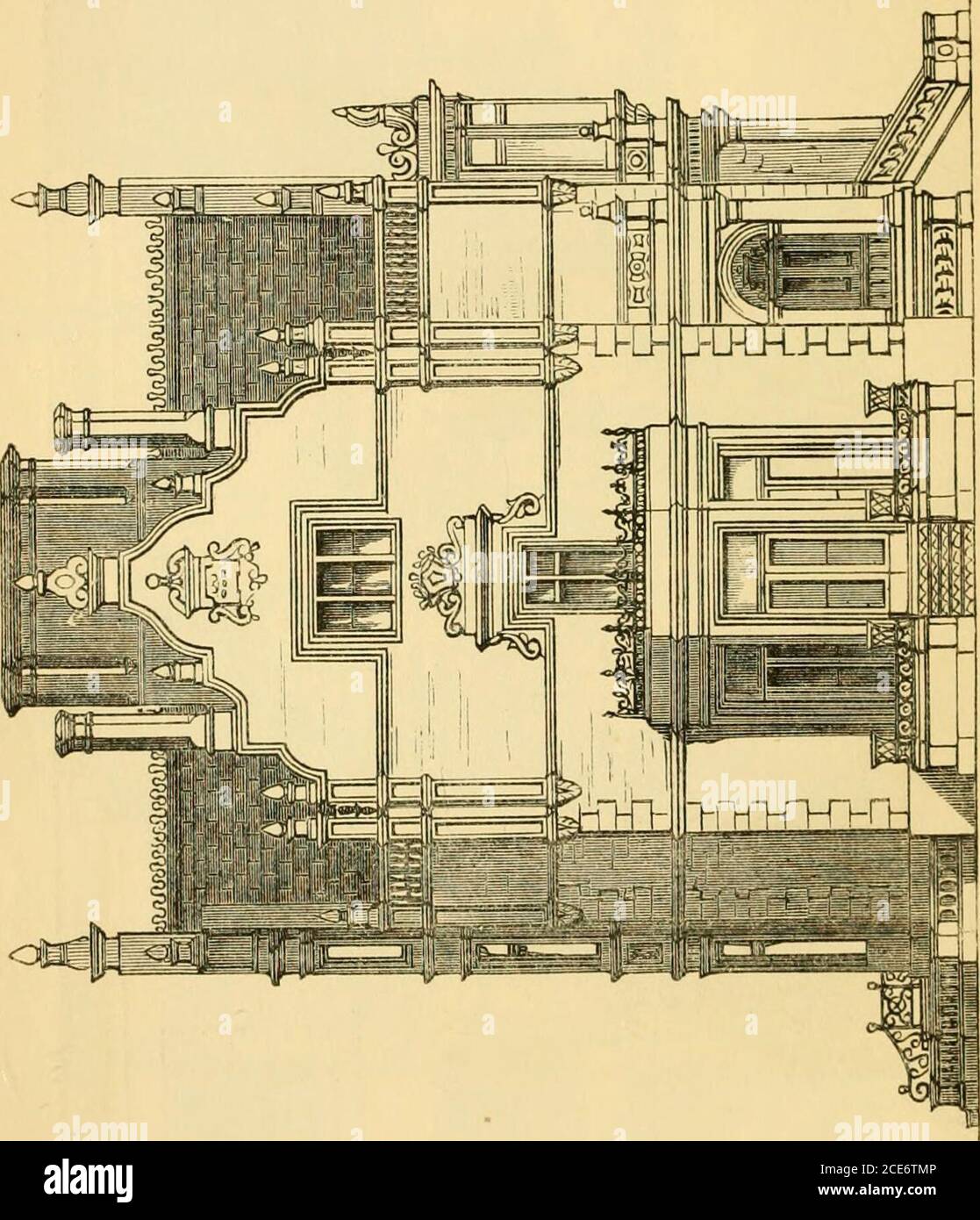 . The Englishman's house, from a cottage to a mansion. A practical guide to members of building societies, and all interested in selecting or building a house . - w AN ELIZABETHAN VILLA. 297 hose. The skirtings for eighteen inches above the floor were to be in asphalte, so that no beetles orother vermin should find their way in. It was a Stock Photo