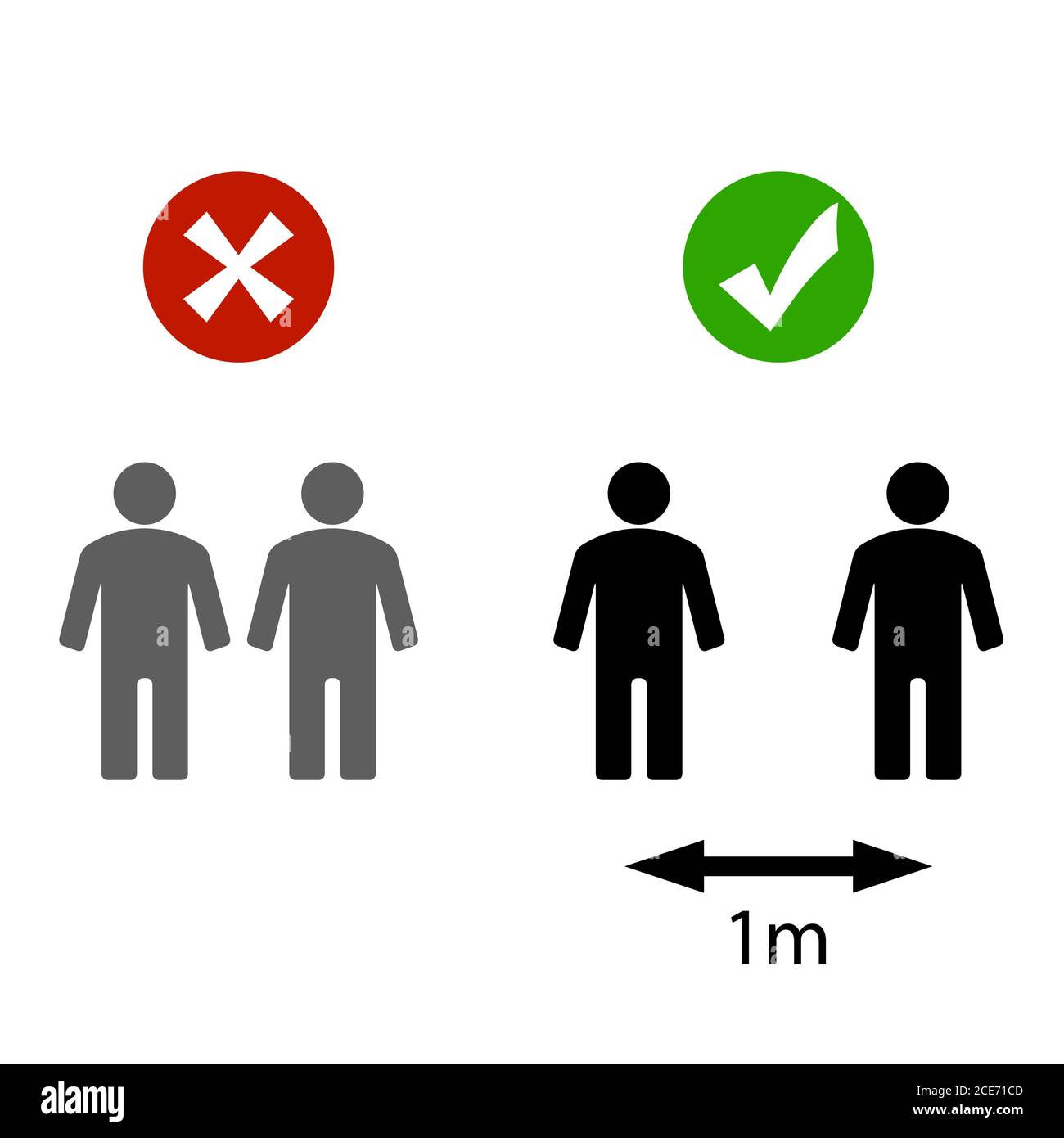 Keep social distance infographic. Vector coronavirus preventive guide, social distancing against virus, warning banner chart illustration. Rule to pre Stock Vector