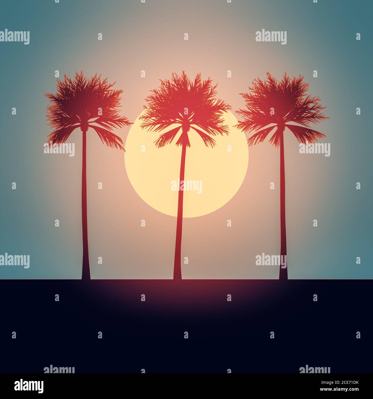 Sunset with coconut palm trees hi-res stock photography and images - Alamy