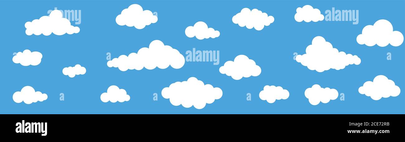 seamless cartoon blue sky with clouds background vector illustration Stock Vector