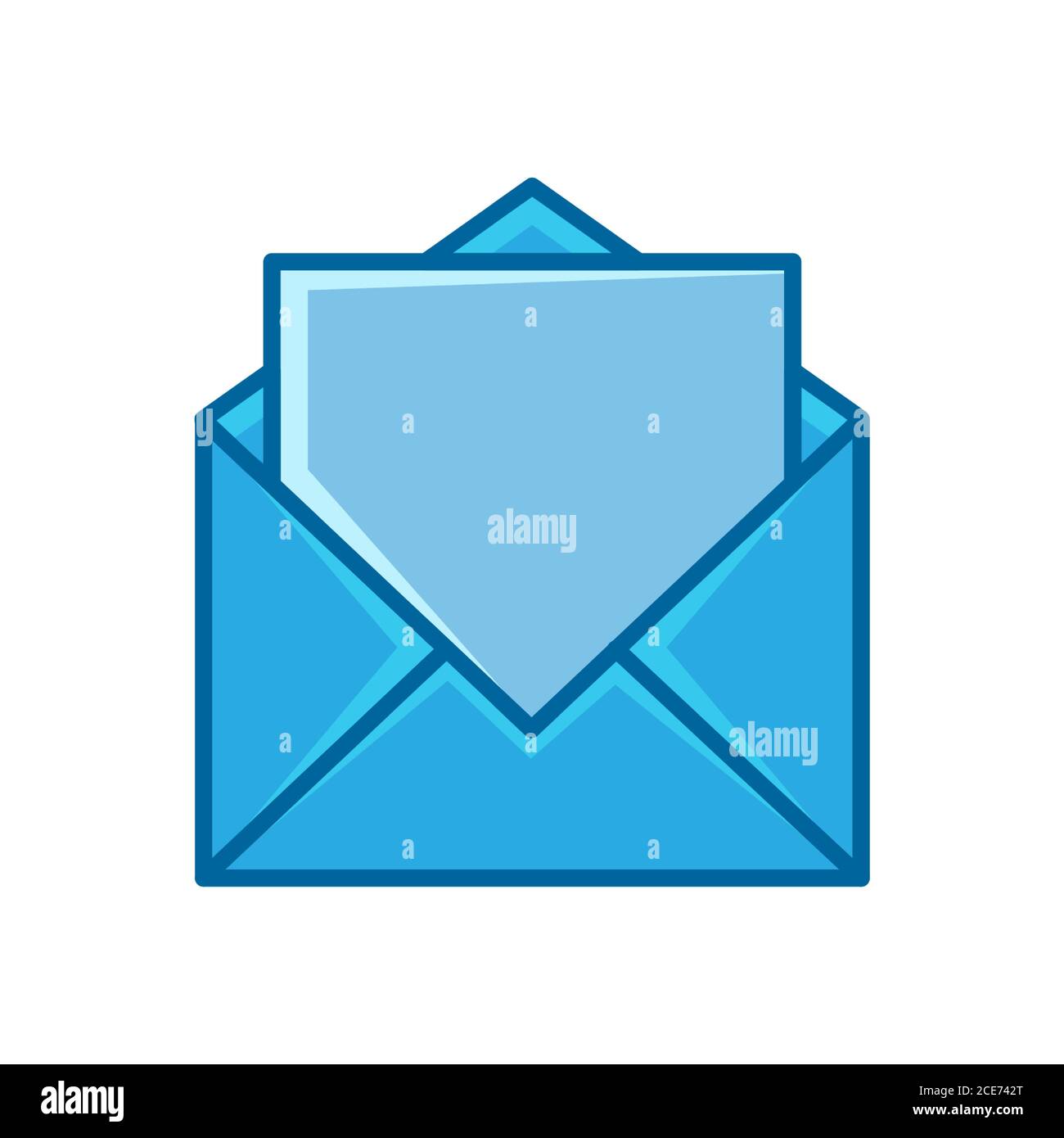 envelope blue flat icon vector illustration isolated on white ...