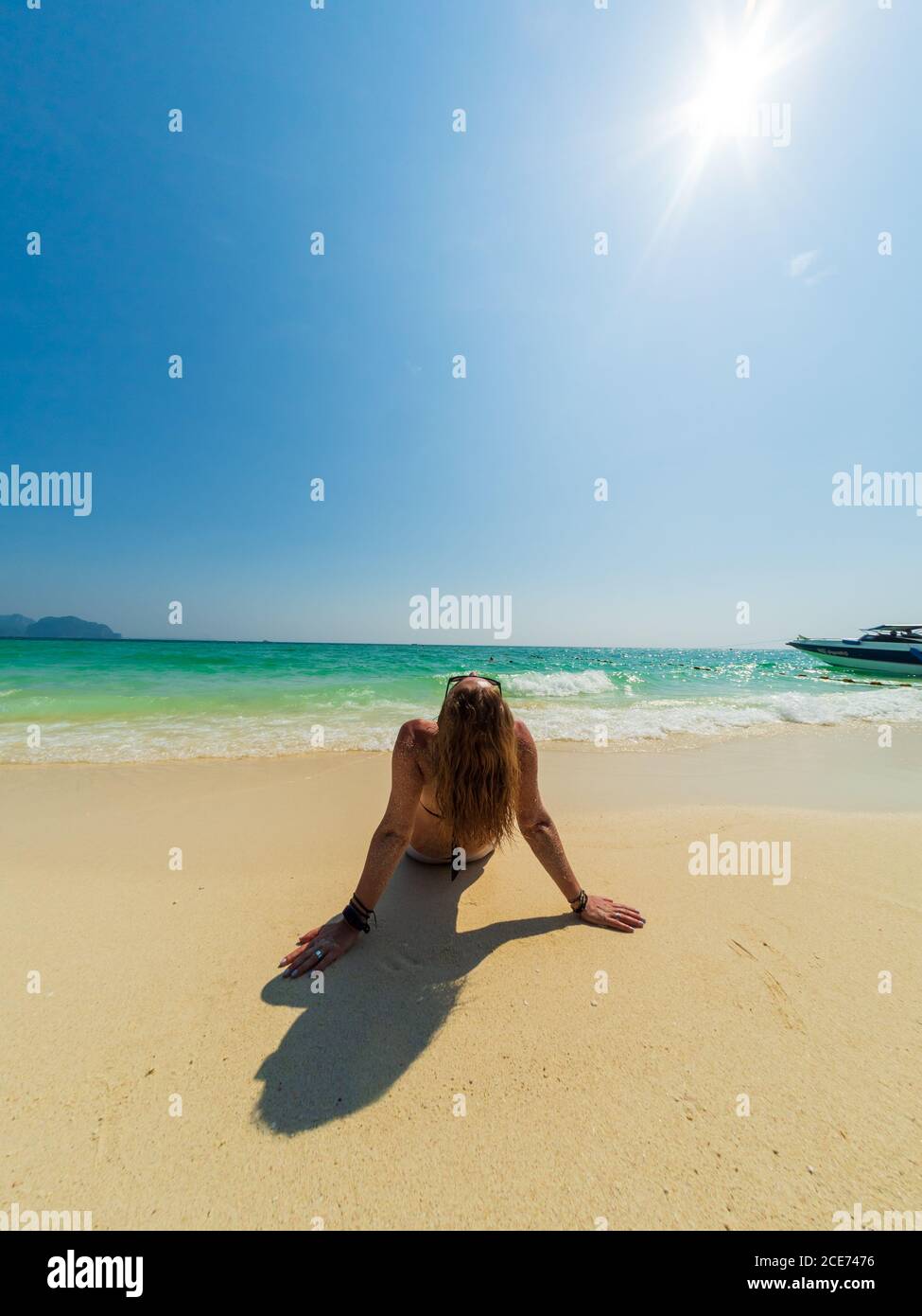 Woman on the Thai beach of Poda island in Krabi Thailand Stock Photo